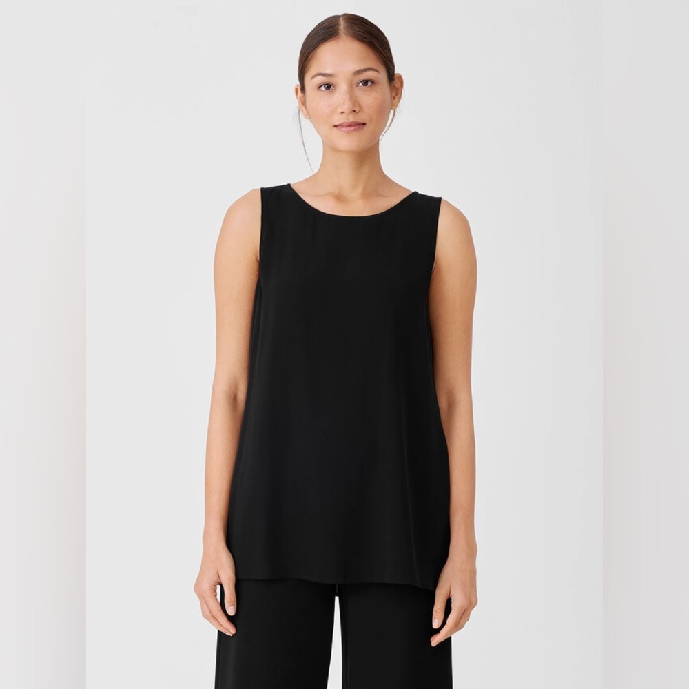 Eileen Fisher Classic Black Tunic Top PS PP